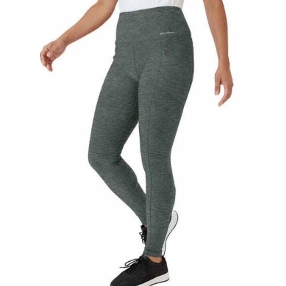 Eddie Bauer Women's Trail Pants Leggings with Zip Pockets Green Heather Small